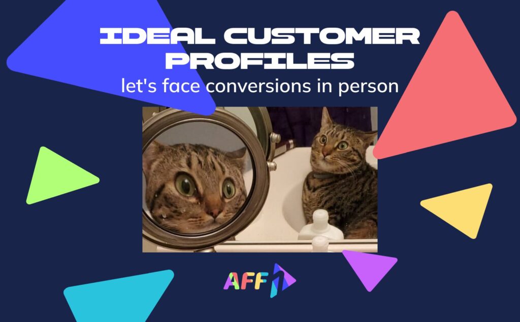 Close-up photo of a tabby cat with wide eyes. Text overlay reads: "The Ultimate Guide to Ideal Customer Profile (ICP) for Affiliates."